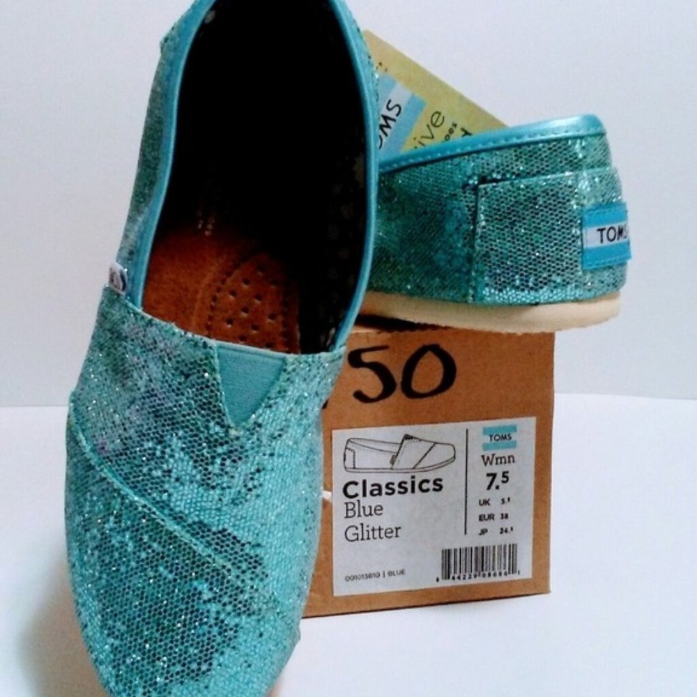 TOMS Blue Glitter - Picture 1 of 4